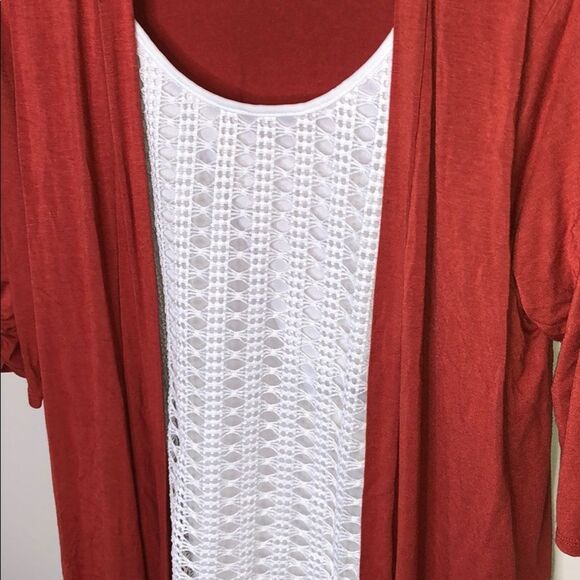 Naif Burnt Orange White Long Sleeve Cardigan Top - Picture 2 of 7